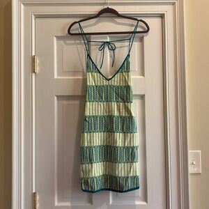 ZARA Green and White printed mini dress - NWT